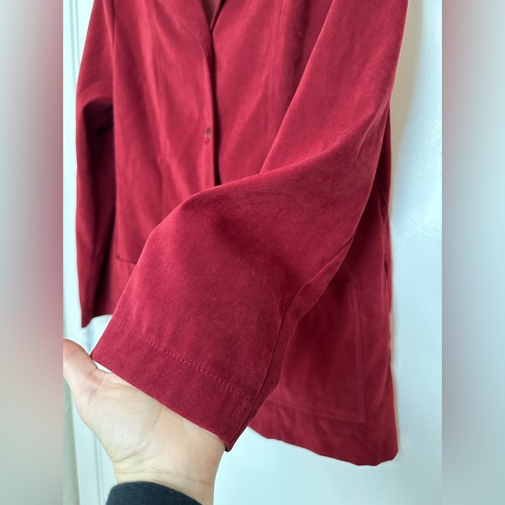 Vintage Briggs Red Faux Suede Shacket Coat Y2K Retro Oversized Blazer Size M - Picture 6 of 10